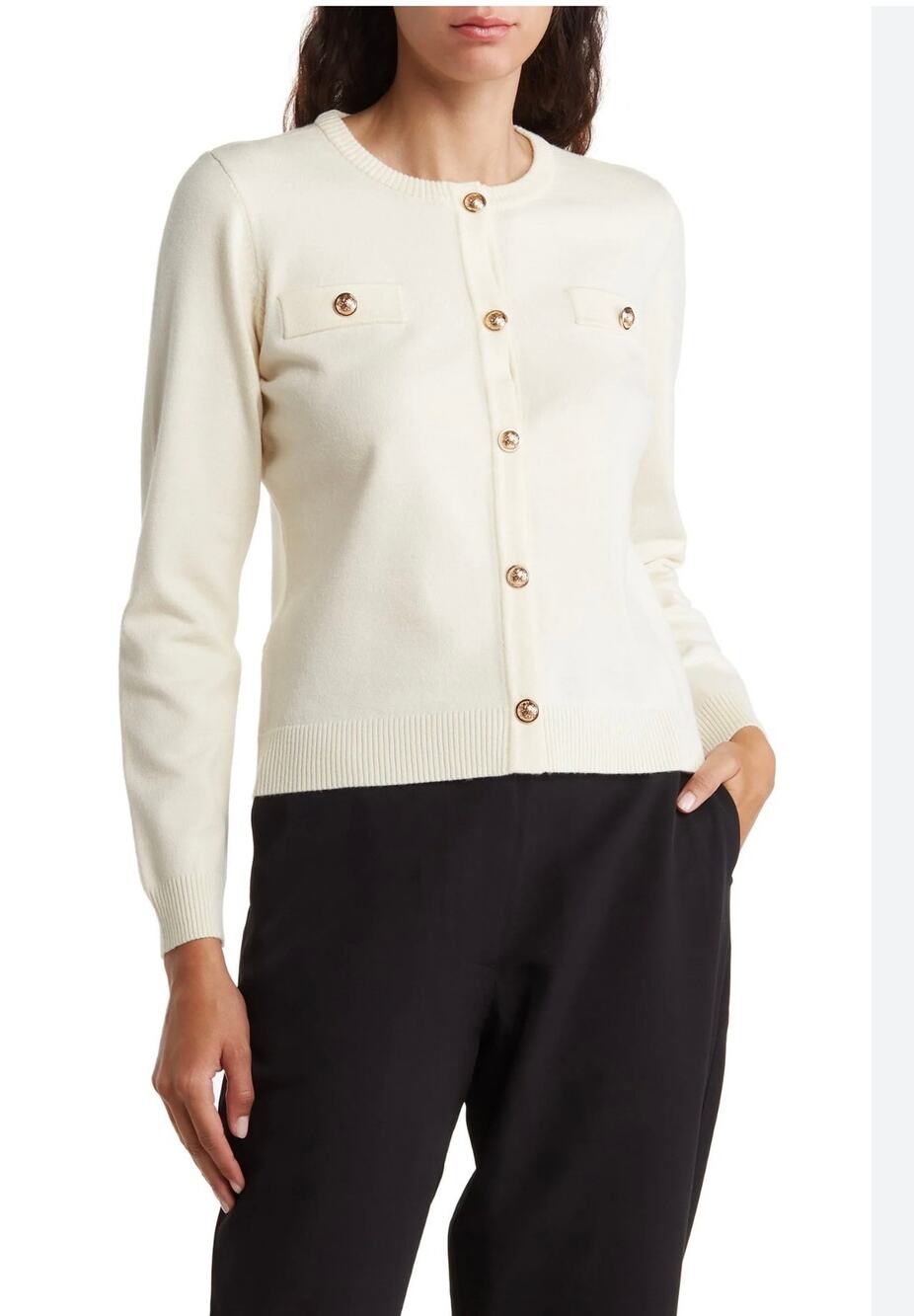 BY DESIGN Cream Keira Pocket Cardigan - Size Large